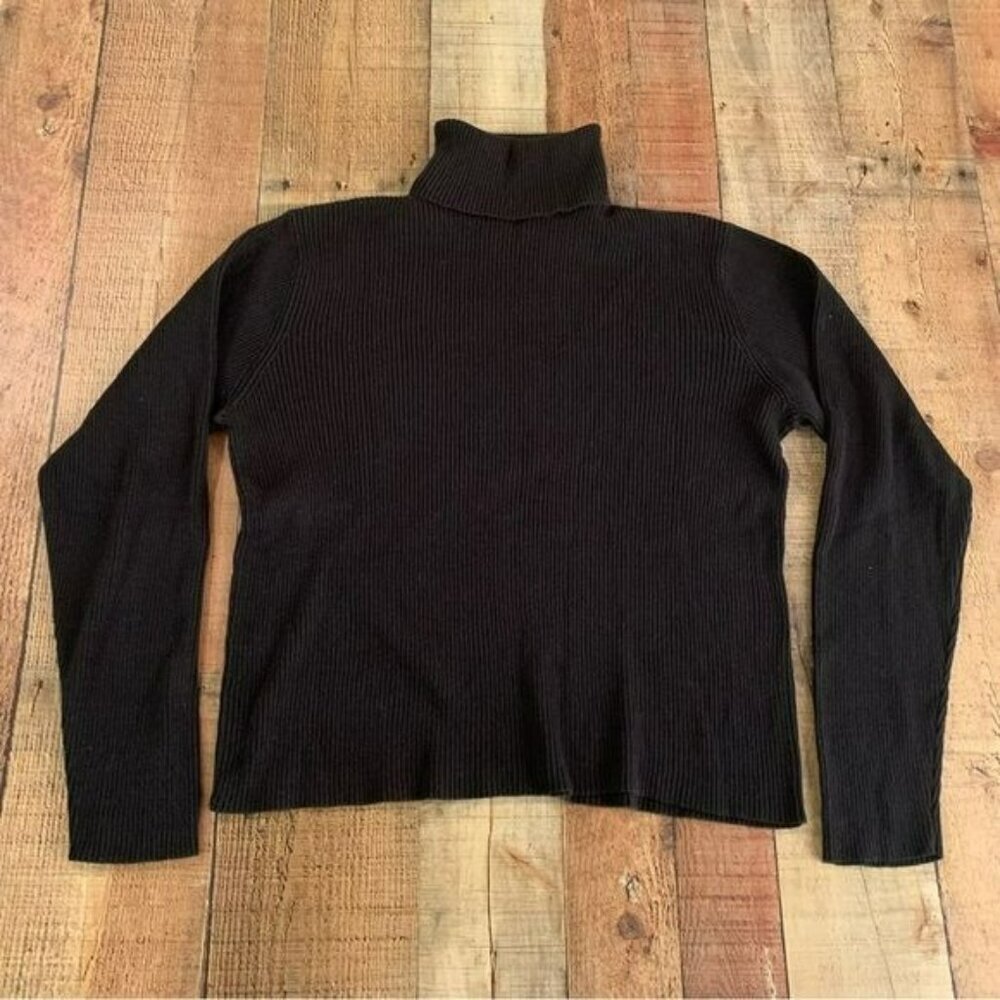 Rod’s womens vintage ribbed knit long sleeve turtle neck in black -L